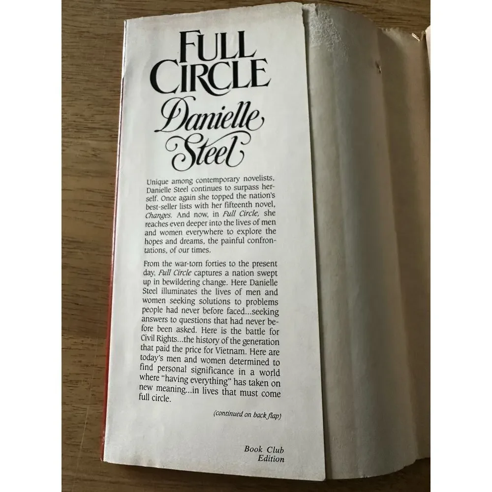 Danielle Steele, Full Circle HC/DJ/BCE/1984 Romance Book Novel VTG